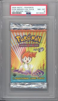 PSA 8 - Pokemon Cards - GYM HEROES - Booster Pack (1st Edition) - Misty Artwork - NM-MT