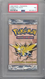PSA 7 - Pokemon Cards - FOSSIL - Booster Pack - Zapdos Artwork - NM