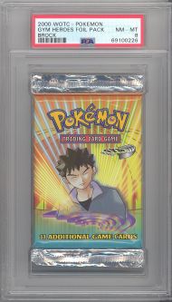 PSA 8 - Pokemon Cards - GYM HEROES - Booster Pack - Brock Artwork - NM-MT