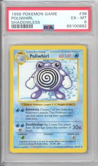 PSA 6 - Pokemon Card - Base 38/102 - POLIWHIRL (uncommon) *Shadowless* - EX-MT