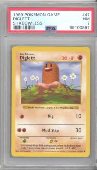 PSA 7 - Pokemon Card - Base 47/102 - DIGLETT (common) *Shadowless* - NM