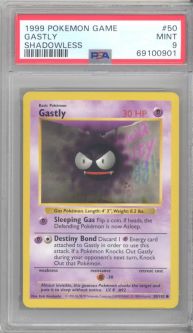 PSA 9 - Pokemon Card - Base 50/102 - GASTLY (common) *Shadowless* - MINT