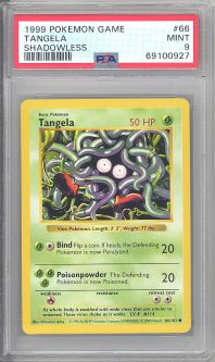 PSA 9 - Pokemon Card - Base 66/102 - TANGELA (common) *Shadowless* - MINT