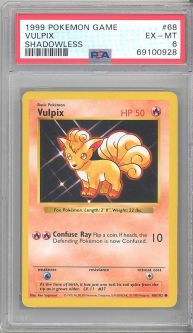 PSA 6 - Pokemon Card - Base 68/102 - VULPIX (common) *Shadowless* - EX-MT