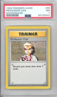PSA 7 - Pokemon Card - Base 88/102 - PROFESSOR OAK (uncommon) *Shadowless* - NM
