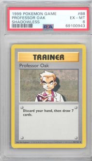 PSA 6 - Pokemon Card - Base 88/102 - PROFESSOR OAK (uncommon) *Shadowless* - EX-MT