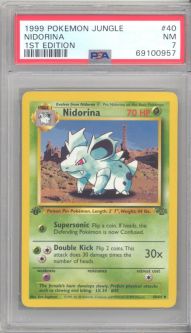 PSA 7 - Pokemon Card - Jungle 40/64 - NIDORINA (uncommon) *1st Edition* - NM