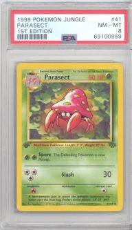 PSA 8 - Pokemon Card - Jungle 41/64 - PARASECT (uncommon) *1st Edition* - NM-MT