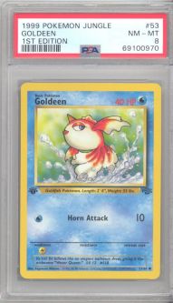 PSA 8 - Pokemon Card - Jungle 53/64 - GOLDEEN (common) *1st Edition* - NM-MT