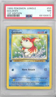 PSA 7 - Pokemon Card - Jungle 53/64 - GOLDEEN (common) *1st Edition* - NM