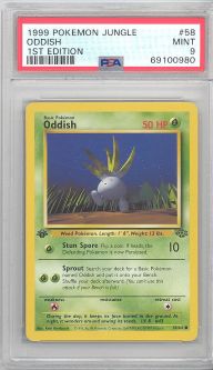PSA 9 - Pokemon Card - Jungle 58/64 - ODDISH (common) *1st Edition* - MINT