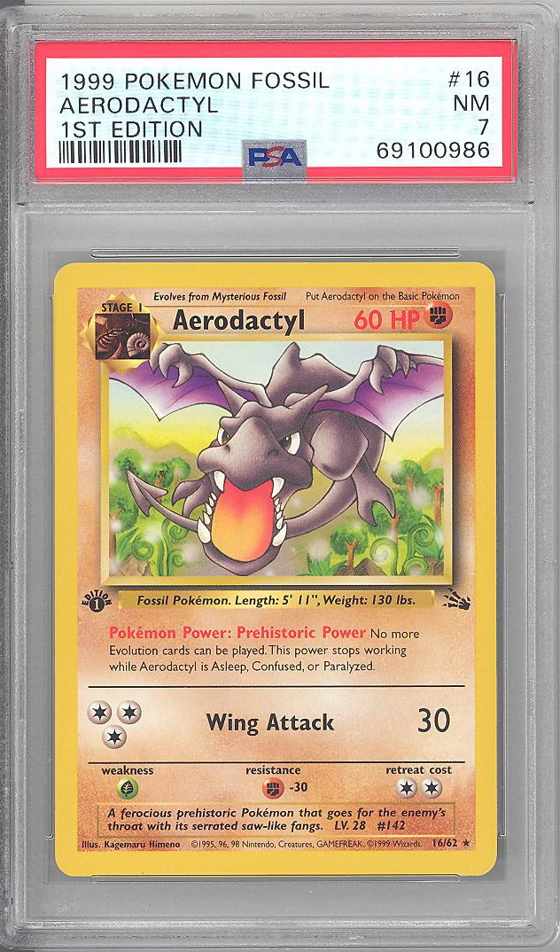 Pokemon Fossil Rare Card - Aerodactyl 16/62