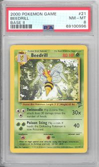 PSA 8 - Pokemon Card - Base 2 Set 21/130 - BEEDRILL (rare) - NM-MT
