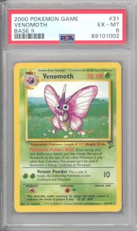 PSA 6 - Pokemon Card - Base 2 Set 31/130 - VENOMOTH (rare) - EX-MT