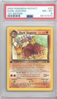 PSA 8 - Pokemon Card - Team Rocket 23/82 - DARK DUGTRIO (rare) *1st Edition* - NM-MT