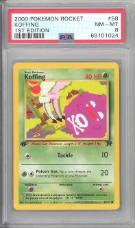 PSA 8 - Pokemon Card - Team Rocket 58/82 - KOFFING (common) *1st Edition* - NM-MT