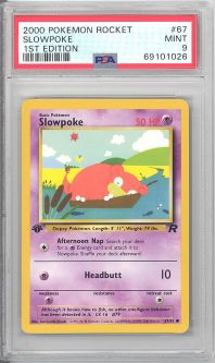 PSA 9 - Pokemon Card - Team Rocket 67/82 - SLOWPOKE (common) *1st Edition* - MINT