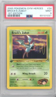 PSA 9 - Pokemon Card - Gym Heroes 24/132 - BROCK'S ZUBAT (rare) *1st Edition* - MINT
