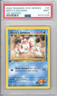 PSA 9 - Pokemon Card - Gym Heroes 30/132 - MISTY'S GOLDEEN (rare) *1st Edition* - MINT