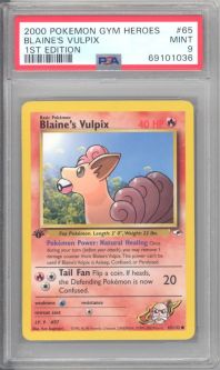 PSA 9 - Pokemon Card - Gym Heroes 65/132 - BLAINE'S VULPIX (common) *1st Edition* - MINT