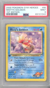 PSA 9 - Pokemon Card - Gym Heroes 85/132 - MISTY'S GOLDEEN (common) *1st Edition* - MINT
