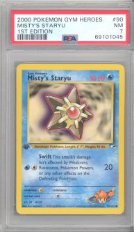 PSA 7 - Pokemon Card - Gym Heroes 90/132 - MISTY'S STARYU (common) *1st Edition* - NM