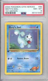 PSA 8 - Pokemon Card - Gym Heroes 88/132 - MISTY'S SEEL (common) *1st Edition* - NM-MT
