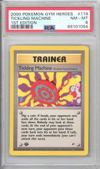 PSA 8 - Pokemon Card - Gym Heroes 119/132 - TICKLING MACHINE (uncommon) *1st Edition* - NM-MT