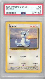 PSA 9 - Pokemon Card - Base 26/102 - DRATINI (uncommon) - MINT