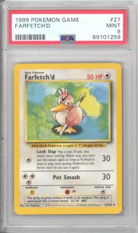 PSA 9 - Pokemon Card - Base 27/102 - FARFETCH'D (uncommon) - MINT