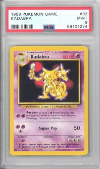 PSA 9 - Pokemon Card - Base 32/102 - KADABRA (uncommon) - MINT