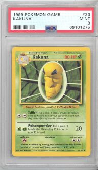 PSA 9 - Pokemon Card - Base 33/102 - KAKUNA (uncommon) - MINT