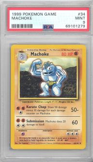 PSA 9 - Pokemon Card - Base 34/102 - MACHOKE (uncommon) - MINT