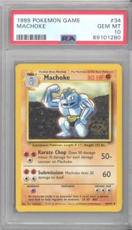 PSA 10 - Pokemon Card - Base 34/102 - MACHOKE (uncommon) - GEM MINT