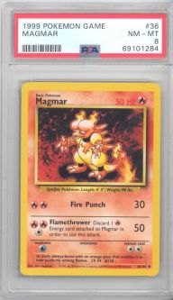 PSA 8 - Pokemon Card - Base 36/102 - MAGMAR (uncommon) - NM-MT