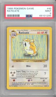 PSA 9 - Pokemon Card - Base 40/102 - RATICATE (uncommon) - MINT