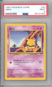 PSA 9 - Pokemon Card - Base 43/102 - ABRA (common) - MINT