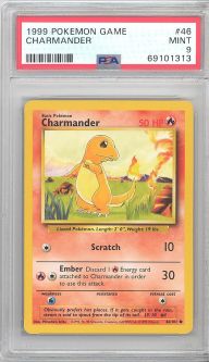 PSA 9 - Pokemon Card - Base 46/102 - CHARMANDER (common) - MINT