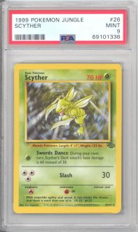 PSA 9 - Pokemon Card - Jungle 26/64 - SCYTHER (rare) - MINT
