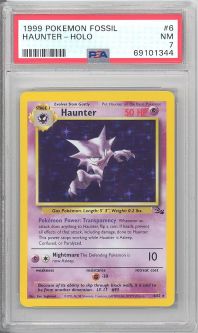 PSA 7 - Pokemon Card - Fossil 6/62 - HAUNTER (holo-foil) - NM