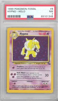 PSA 7 - Pokemon Card - Fossil 8/62 - HYPNO (holo-foil) - NM