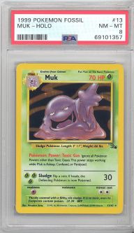 PSA 8 - Pokemon Card - Fossil 13/62 - MUK (holo-foil) - NM-MT