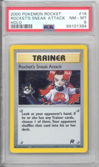 PSA 8 - Pokemon Card - Team Rocket 16/82 - ROCKET'S SNEAK ATTACK (holo-foil) - NM-MT
