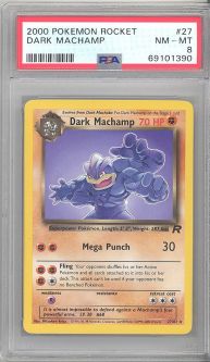 PSA 8 - Pokemon Card - Team Rocket 27/82 - DARK MACHAMP (rare) - NM-MT