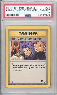 PSA 8 - Pokemon Card - Team Rocket 71/82 - HERE COMES TEAM ROCKET (rare) - NM-MT