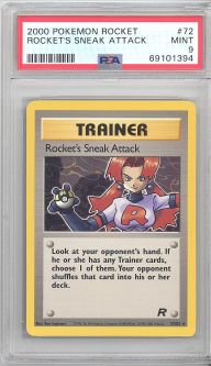 PSA 9 - Pokemon Card - Team Rocket 72/82 - ROCKET'S SNEAK ATTACK (rare) - MINT