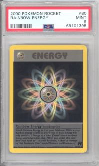 PSA 9 - Pokemon Card - Team Rocket 80/82 - RAINBOW ENERGY (rare) - MINT