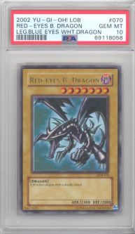 PSA 10 - Yu-Gi-Oh Card - LOB-070 - RED EYES BLACK DRAGON (ultra rare holo) - GEM MINT