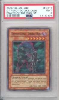 PSA 9 - Yu-Gi-Oh Card - POTD-EN012 - DESTINY HERO - DOUBLE DUDE (super rare holo) - MINT