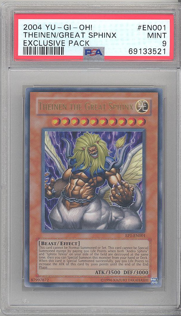 PSA 9 - Yu-Gi-Oh Card - EP1-EN001 - THEINEN THE GREAT SPHINX (ultra rare holo) - MINT